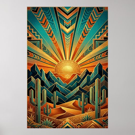 Art Deco Majestic Mesa Poster - Geometric Desert ポスター (正面)