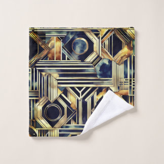 Art-deco marble Black and gold Jazzy Geometric  バスタオルセット