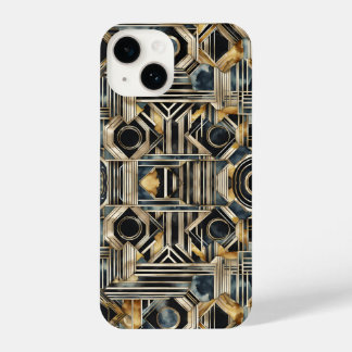 Art-deco marble Black and gold Jazzy Geometric  iPhone 14ケース