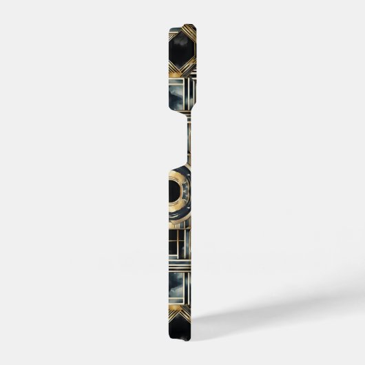 Art-deco marble Black and gold Jazzy Geometric  iPhoneケース (右側面)