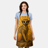 Art Deco Meerkat Illustration エプロン (着用した状態)