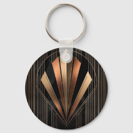 Art Deco Metallic Geometric Elegance キーホルダー