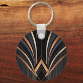 Art Deco Metallic Geometric Elegance キーホルダー (正面)