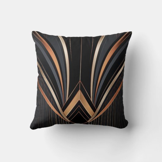 Art Deco Metallic Geometric Elegance クッション (裏面)