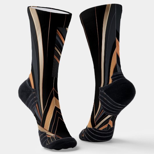 Art Deco Metallic Geometric Elegance ソックス (傾斜あり)