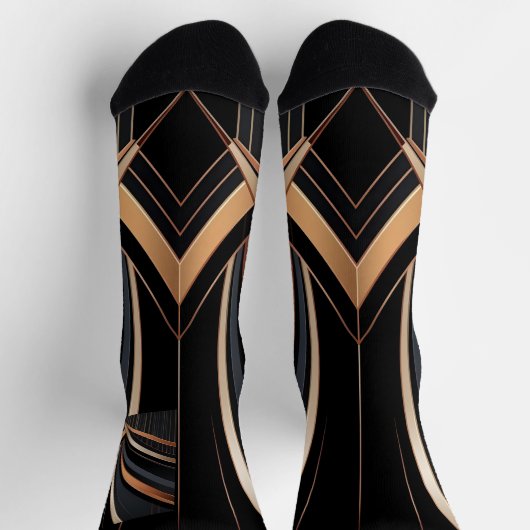 Art Deco Metallic Geometric Elegance ソックス (上部)