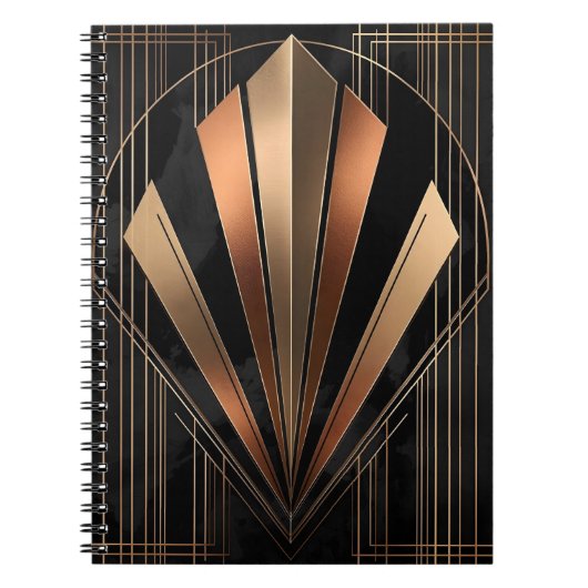 Art Deco Metallic Geometric Elegance ノートブック (正面)