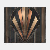 Art Deco Metallic Geometric Elegance フリースブランケット (正面(横))