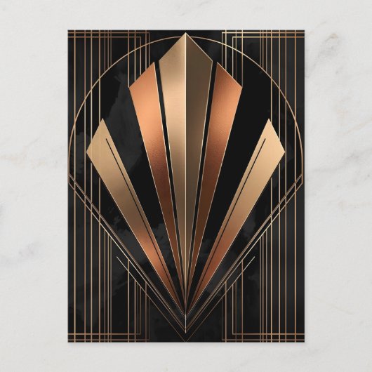 Art Deco Metallic Geometric Elegance ポストカード (正面)