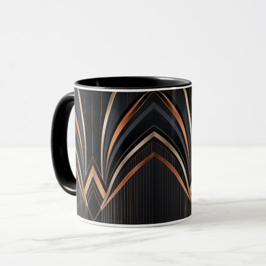 Art Deco Metallic Geometric Elegance マグカップ (正面左)