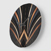 Art Deco Metallic Geometric Elegance ラージ壁時計 (傾斜)