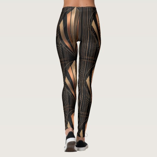 Art Deco Metallic Geometric Elegance レギンス (裏面)
