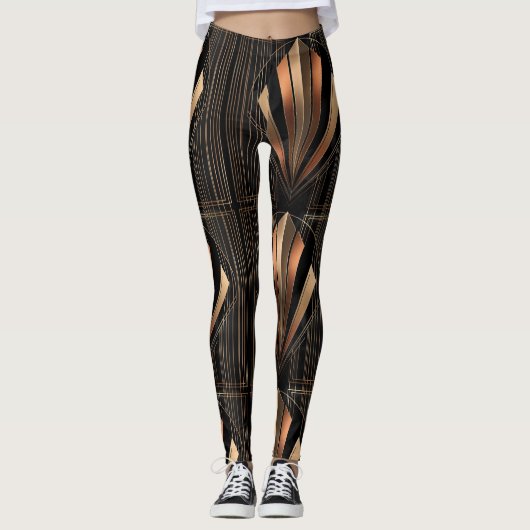 Art Deco Metallic Geometric Elegance レギンス (正面)