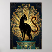 Art Deco Minimal Cat Profile Wall Art ポスター (正面)