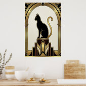 Art Deco Minimalist Noir Archway Cat ポスター (キッチン)