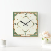 Art Deco Mint スクエア壁時計 (ホーム)