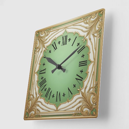 Art Deco Mint スクエア壁時計 (傾斜)