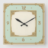 Art Deco Mint スクエア壁時計 (正面)