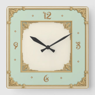 Art Deco Mint スクエア壁時計