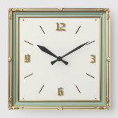 Art Deco Mint スクエア壁時計 (正面)