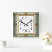 Art Deco Mint スクエア壁時計 (ホーム)