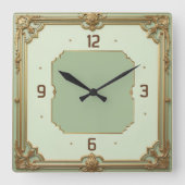 Art Deco Mint スクエア壁時計 (正面)