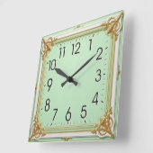 Art Deco Mint スクエア壁時計 (傾斜)