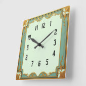 Art Deco Mint スクエア壁時計 (傾斜)
