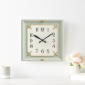 Art Deco Mint スクエア壁時計 (ホーム)