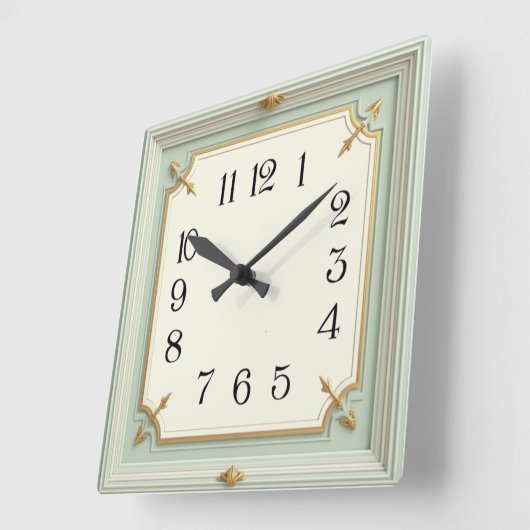 Art Deco Mint スクエア壁時計 (傾斜)