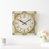 Art Deco Mint スクエア壁時計 (ホーム)