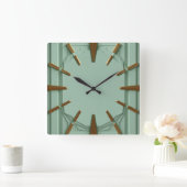 Art Deco Mint Elegant スクエア壁時計 (ホーム)