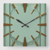 Art Deco Mint Elegant スクエア壁時計 (正面)