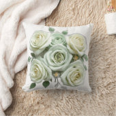 Art Deco Mint Green Floral Roses クッション (ブランケット)