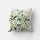 Art Deco Mint Green Floral Roses クッション (裏面)