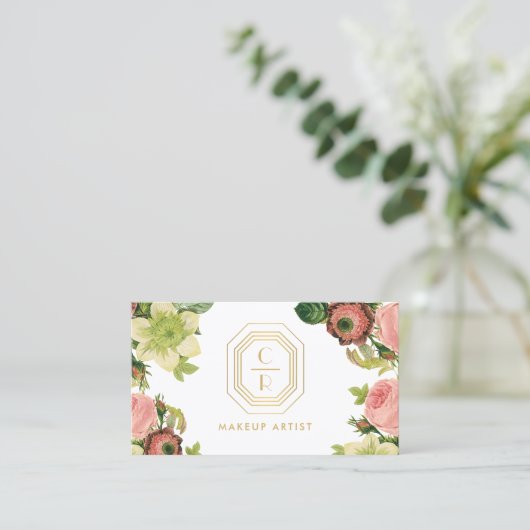 Art Deco Monogram Bridal Makeup Artist 名刺 (スタンド正面)