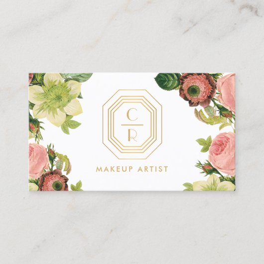 Art Deco Monogram Bridal Makeup Artist 名刺 (正面)