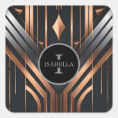 Art Deco Monogram Circle Name Design スクエアシール (正面)