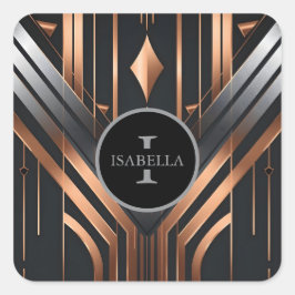 Art Deco Monogram Circle Name Design スクエアシール