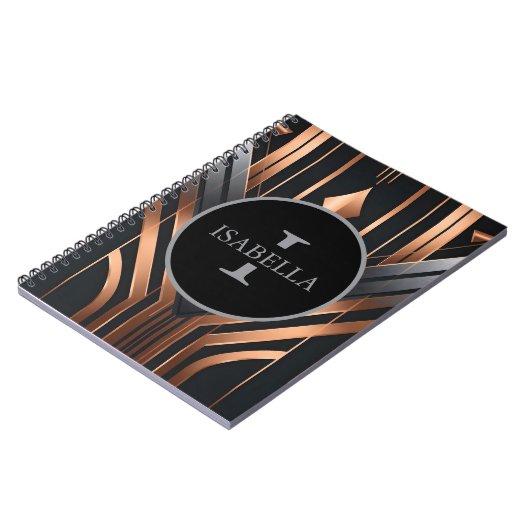 Art Deco Monogram Circle Name Design ノートブック (左側)