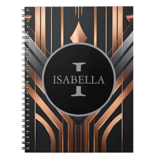 Art Deco Monogram Circle Name Design ノートブック (正面)