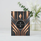 Art Deco Monogram Circle Name Design ポストカード (スタンド正面)