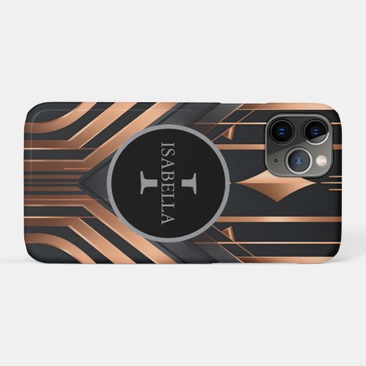 Art Deco Monogram Circle Name Design Case-Mate iPhoneケース (裏面(横))