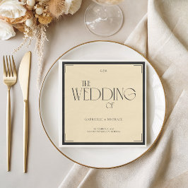 Art Deco Monogram Wedding Napkin Black Cream スタンダードランチョンナプキン