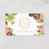 Art Deco Monogram Wedding Planner Floral 名刺 (正面)