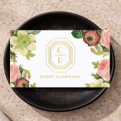 Art Deco Monogram Wedding Planner Floral 名刺