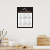 Art Deco Monogram Wedding Seating Chart 2 ポスター (キッチン)