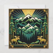 Art Deco Mountain Forest Birthday Party 招待状 (裏面)