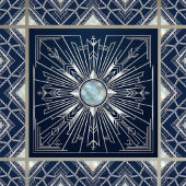 Art Deco Nautical Sunburst Navy Silver Ceramic  タイル