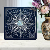 Art Deco Nautical Sunburst Navy Silver Ceramic  タイル